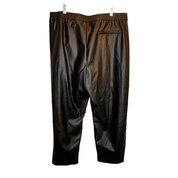DKNY Faux Leather Black Elastic Jogger Pants Women's XL - Picture 2 of 8